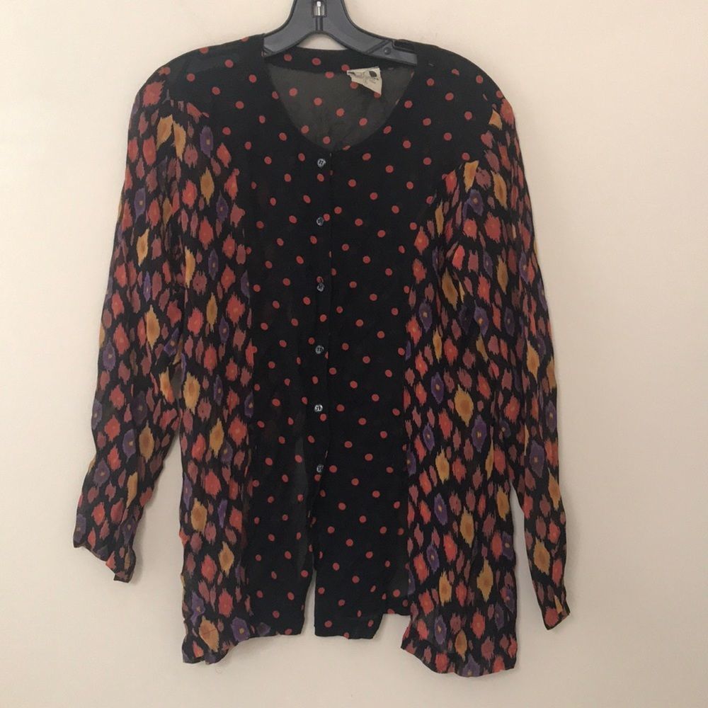 Zero Sheer Patterned Blouse Small